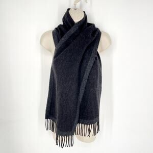 Amicale Cashmere Scarf Charcoal Gray Fringe Shawl Wrap Warm Luxury Winter Snow
